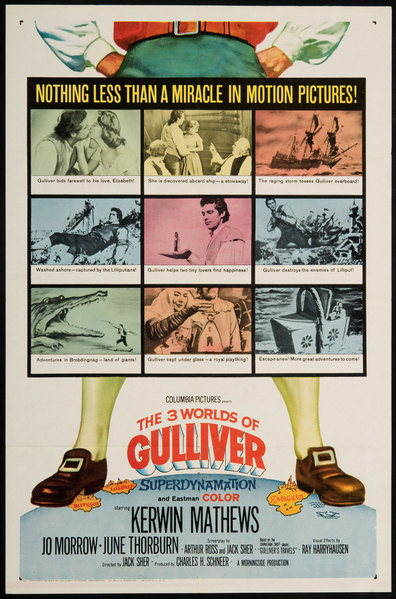 Animated movie The 3 Worlds of Gulliver poster